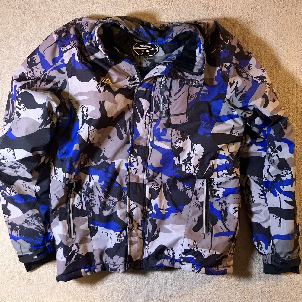 OHSNMAKSL Waterproof Ski Jacket Warm Winter Coat Fleece‎ Snowboard Boys 14-16